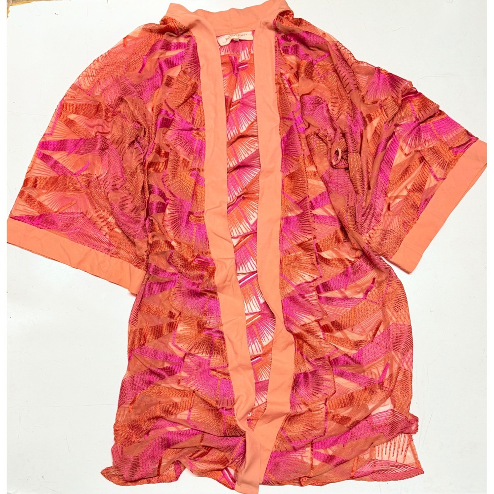 Jen's Pirate Booty Coral and Fuchsia Sheer Kimono